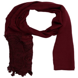 Designer Half Net Stole- Maroon